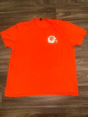 Anvil Bright Orange Short-Sleeve T-Shirt with White Helmet Graphic